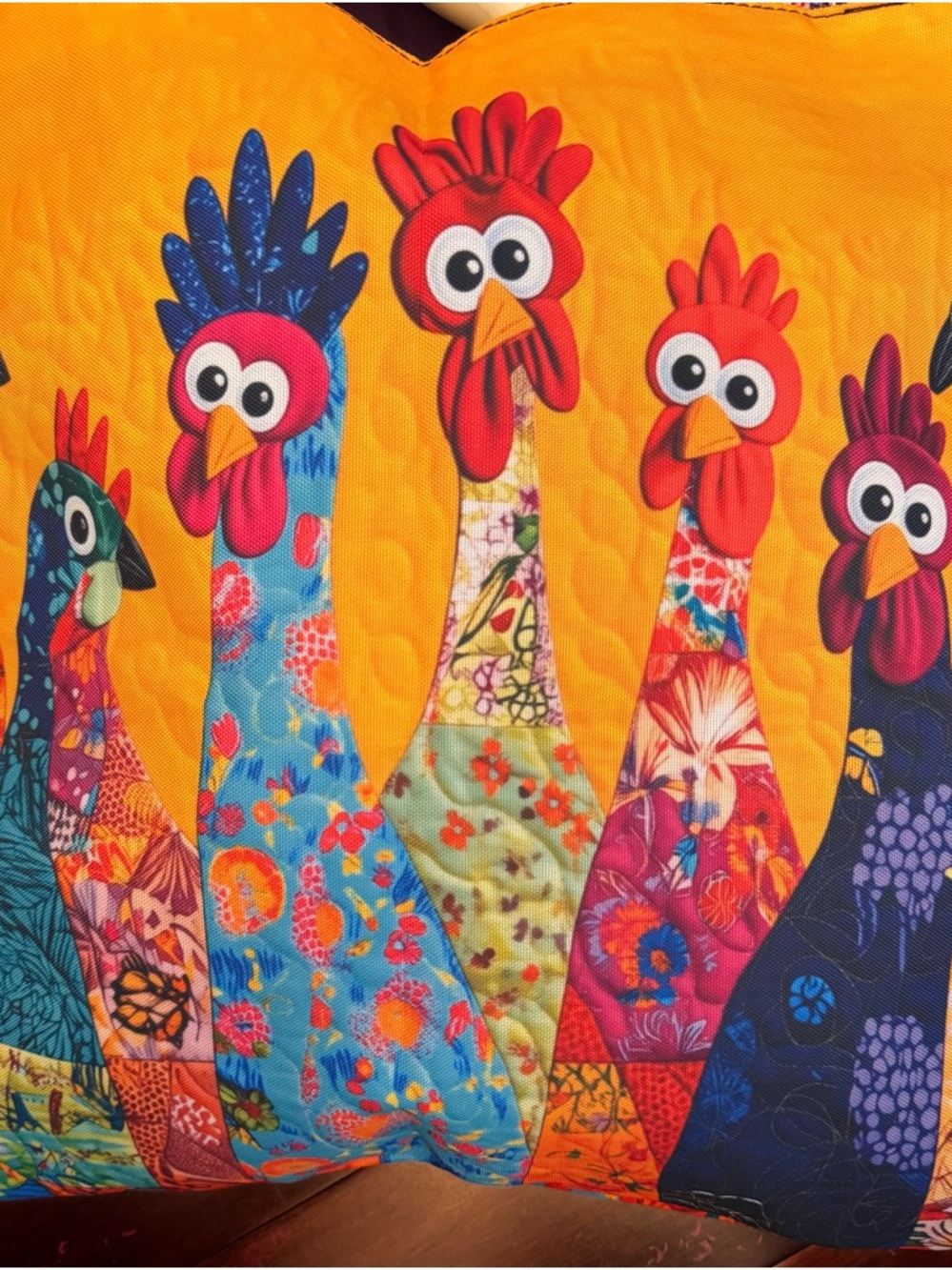 Colorful Yellow Multicolor Tote Bag with Rooster / Chicken * Mother’s day